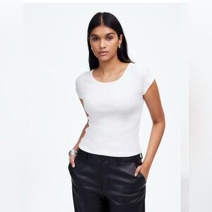 Madewell‎ Ribbed Short Sleeve Tee – White – NWT – XXS